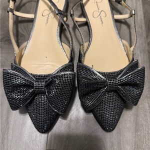 Jessica Simpson grey Pointed Toe Slingbacks with Decorative Bow